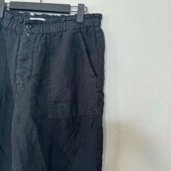 Joie Black Caviar Button Fly Derren B Linen Cinch Ankle Joggers Pants Size M - Picture 5 of 5
